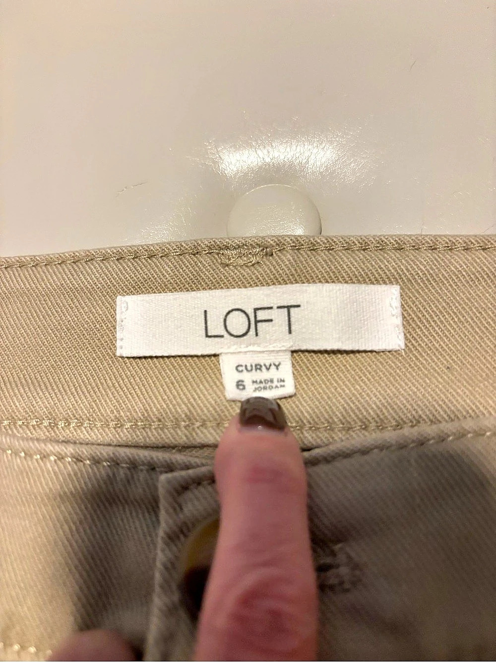 LOFT The Palmer Wide Leg Pants Curvy Size 6 Khaki Tan Twill Pants - Picture 4 of 4